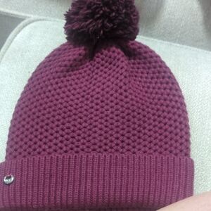 UGG Burgundy Knit Pom-Pom Hat